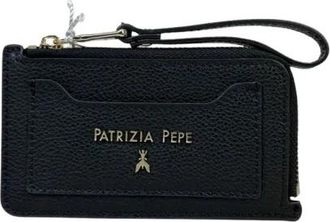 Patrizia Pepe Lettering Zip Cardholder - Dames - Portefeuilles - Zwart - ONE Size - Leer - Accessoires