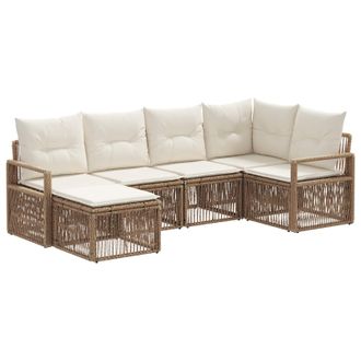 vidaXL Conjunto De Sof&aacute;s De Jard&iacute;n 6 Pcs Beige Rat&aacute;n Sint&eacute;tico Vidaxl