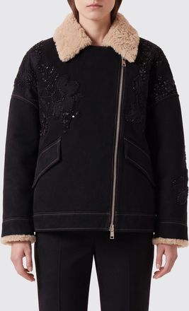 Liu Jo Short Denim Jacket with Faux Fur Collar and Crystals