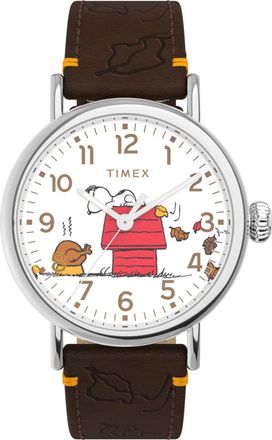 Timex Peanuts Waterbury Unisexs Brown Watch TW2W44300 Leather - One Size