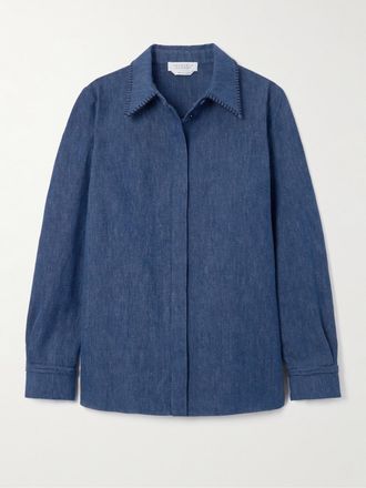 Gabriela Hearst Camicia In Chambray Di Misto Cotone E Lino Cruz - Blu