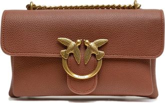 Pinko Mini Love Bag Soft - Dames - Schoudertassen - Bruin - ONE Size - Katoen - Tassen