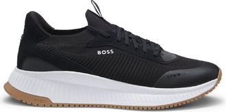 HUGO BOSS Mens TTNM EVO Sock Trainers with Suede Trims in Charcoal Textile - Size UK 11