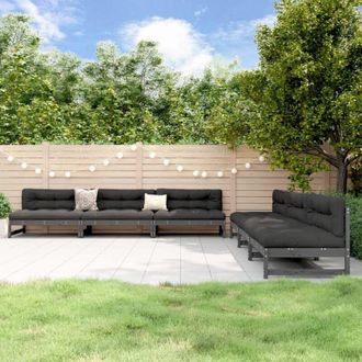 vidaXL Vidaxl - Set Salotto da Giardino 6 pz Grigio in Legno Massello di Pino