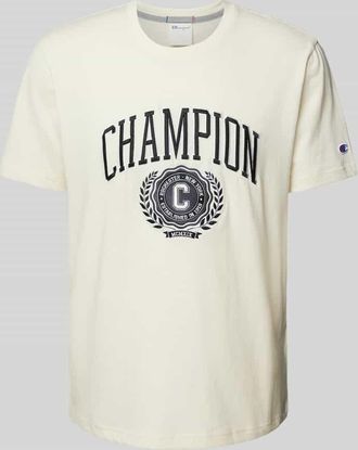 Champion T-Shirt mit Label-Print in Offwhite, Gr&ouml;&szlig;e XS