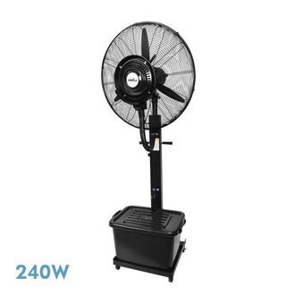 Fabrilamp Ventilador De Pie Nebulizador Diluvio Fabrilamp Negro 240w, Tanque 42l, 3 Velocidades, Ruedas Y Cabezal Orientable