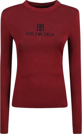 Balenciaga Rondgebreide Kleding - Dames - Ronde hals truien - Rood - S - Wol - Truien & Vesten