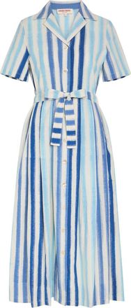 Emporio Sirenuse Claudia Striped Cotton-blend Midi Shirt Dress - Blue - 44 (UK12 / M)