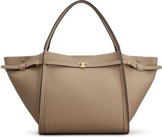 Tod's Small T Timeless Leather Shopping Bag in Creta Chiaro at Nordstrom