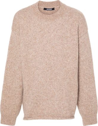 Jacquemus intarsia-knit logo sweater - men - Polyamide/Merino/Alpaca Wool - L - Neutrals