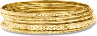 Ross-Simons 18kt Gold Over Sterling Jewelry Set: 5 Textured Bangle Bracelets
