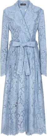 Dolce & Gabbana DNA cordonetto-lace trench coat - women - Polyamide/Viscose/Polyamide/Cotton - 46 - Blue