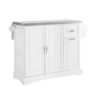 SoBuy Isla de cocina con dos cajones blanco 129x71x91cm moderno