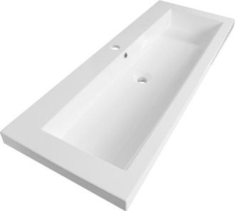 Marcel Breuer Solar Medium wastafel - 120x46x5cm - 1 wasbak - 1 kraangat - mineraalmarmer - zijdeglans wit