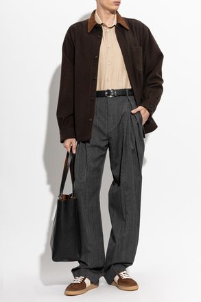 Valentino Garavani Wool Pleated Trousers, Mens, Grey