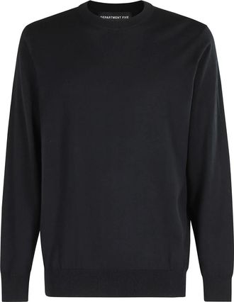 Department Five Katoen Zijde Crew Neck Sweater - Heren - Ronde hals truien - Zwart - S - Katoen - Truien & Vesten