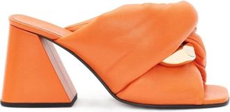 J.W.Anderson Chain Twist Leren Muiltjes - Dames - Muiltjes - Oranje - 36 EU - Leer - Schoenen