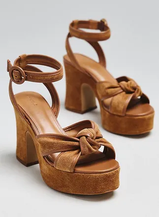 Maeve Knotted Suede Platform Sandals