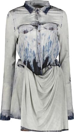 Diesel Tweedelig jurkje met denim effect en rok - Dames - Shirt Kleedjes - Blauw - M - Denim - Kleedjes