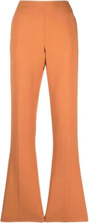 Forte_Forte Stretch Cady Crepe Broek met Lage Taille - Dames - Wijde Broeken - Oranje - M - Leer - Broeken