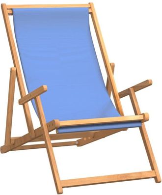 vidaXL Vidaxl - Folding Beach Chair Solid Wood Teak Blue