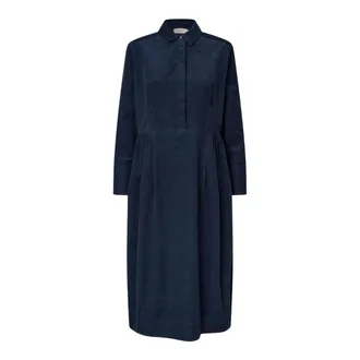 Masai Kleedjes, Dames, Blauw, XL, Leer, Nysandra Shirt Dress