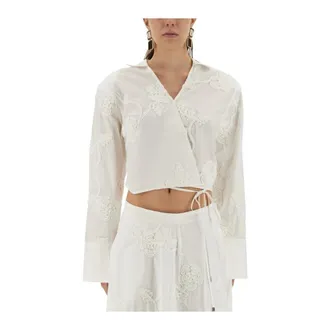 Rotate Camicetta in Cotone con Fiocco - - Blouses & Shirts - Donna - Bianco - S