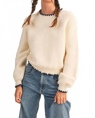 Merci Blanket Stitch Sweater In Ivory