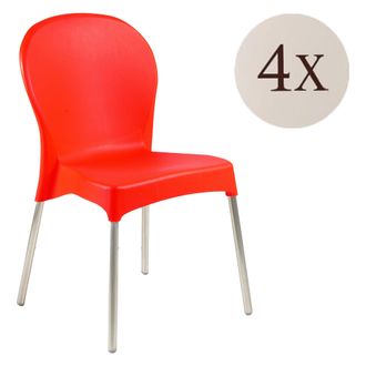 Dmora Silla De Exterior Eclectic, 4 Sillas, Apilable Made In Italy, Soporta 120 Kg, Roja