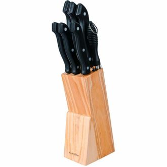 Trade Shop Trade Shop - Inox Accesorios By Cuisine 8 Pezzes With Stand Portacoltelli In Legno