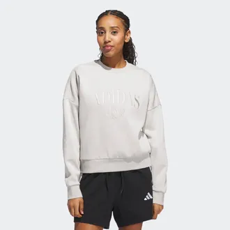 adidas Sweatshirt ADIDAS SPORTSWEAR W COZY SWT, Damen, Gr. XL, grau (wonder aluminium), Obermaterial: 55% Baumwolle, 36% Polyester, 9% Viskose, Rundhals, ang
