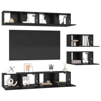 Berkfield Home TV Cabinet 6 pcs Black oak 80 x 30 x 30.5 cm Engineered wood