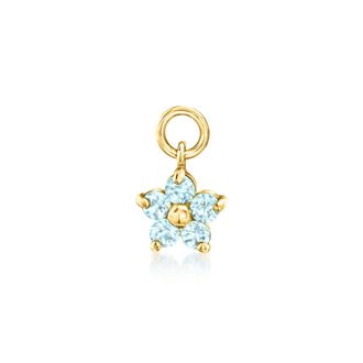 RS Pure by Ross-Simons Swiss Blue Topaz Flower Hoop Charms in 14kt Yellow Gold