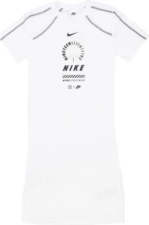 Nike T-shirt Jurk met Korte Mouwen - Dames - Tenniskleding - Wit - M - Katoen - Fitness
