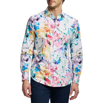 Robert Graham Cypremort Long Sleeve Cotton Button-Shirt in White Multi at Nordstrom Rack, Size Xx-Large
