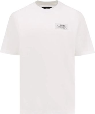 Amiri Witte T-shirts en Polos met Geribbelde Kraag - Heren - T-shirts - Wit - L - Katoen - Tops