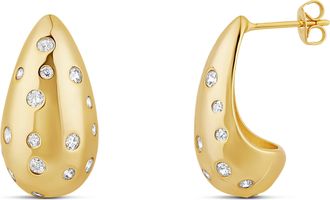 SHYMI Inlay Tear Drop Earrings - 14K Gold Filled, Rhodium Plated, Cubic Zirconia Detailing, Day to Night