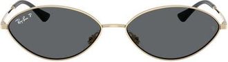 Ray-Ban Kai 59mm Polarized Oval Sunglasses in Pale Gold /Dark Grey Polar at Nordstrom
