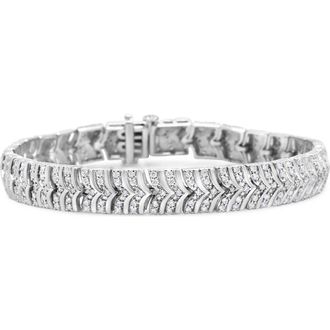 House of Brilliance Silver 3.00 Cttw Diamond Chevron Link Bracelet in White at Nordstrom