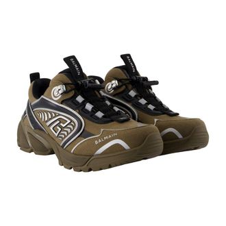 Balmain Mens Cosmic Dust Sneaker Khaki Calfskin