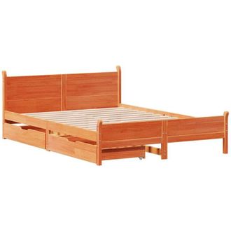vidaXL Estructura De Cama Sin Colch&oacute;n Madera Maciza Marr&oacute;n 120x190 Cm Vidaxl
