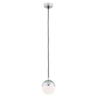 Netlighting Livia 12cm Globe Pendant Ceiling Light Opal Matt Chrome IP44 in Grey