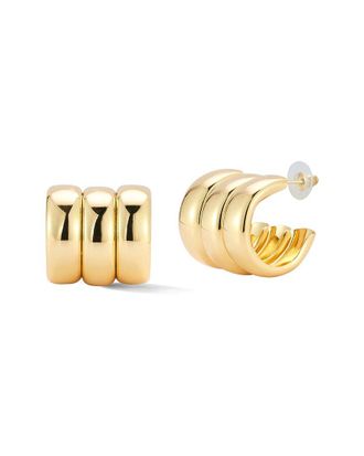 Glaze Jewelry Plated Wide Triple Hoop Earrings