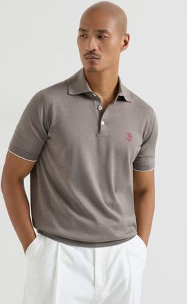 Brunello Cucinelli Lightweight knit Polo in Hazelnut at Nordstrom, Size 48 It