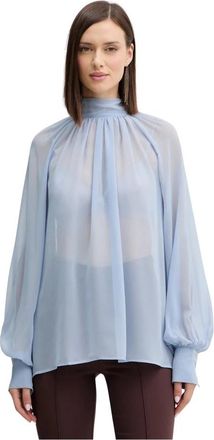 Guess Overhemden, Dames, Blauw, L, Polyester, Audrine Strik blouse