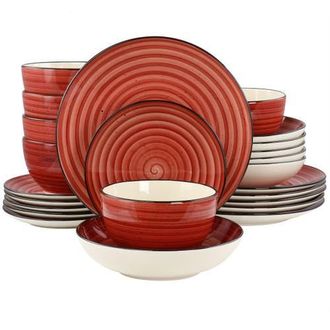 Elama Gia 24 Piece Round Stoneware Dinnerware Set in White at Nordstrom