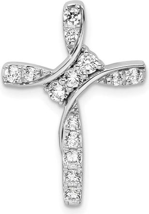 Diamond2Deal 14K White Gold Lab Grown Diamond Cross Chain Slide Pendant (0.5ct, VS, G-H)