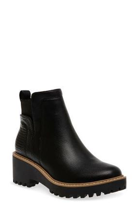 Dolce Vita Rielle Lug Sole Chelsea Boot in Black Exotic at Nordstrom Rack, Size 6.5