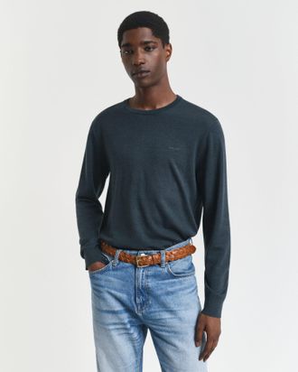 GANT Men Merino Wool Crew Neck Sweater (4XL) TARTAN GREEN