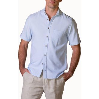 Koy Clothing Cotton Short Sleeve Sack Weave Shirt in Light Blue at Nordstrom, Size Xxx-Large